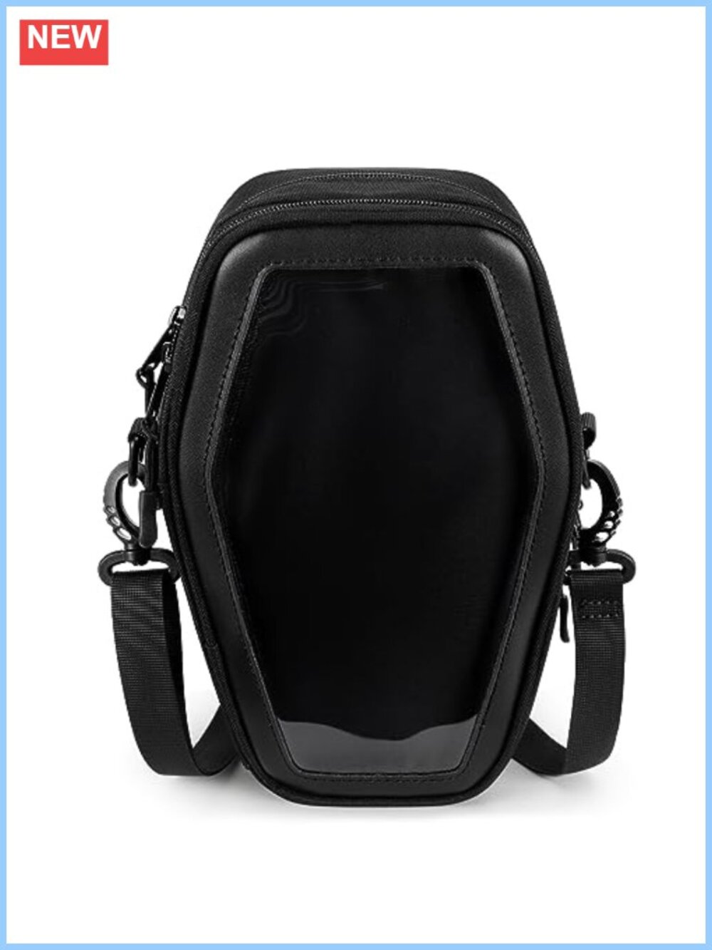 Coffin Ita Bag Crossbody Purse with Clear Pin Window Gothic